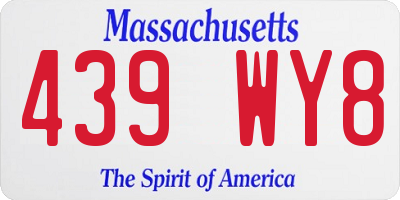 MA license plate 439WY8
