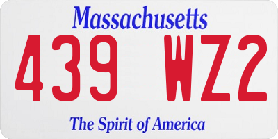 MA license plate 439WZ2