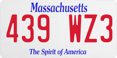 MA license plate 439WZ3