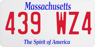 MA license plate 439WZ4