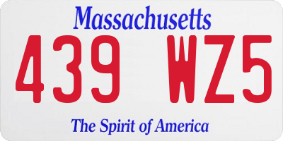 MA license plate 439WZ5