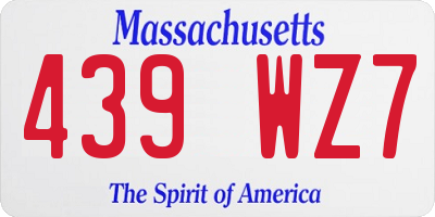 MA license plate 439WZ7