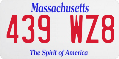 MA license plate 439WZ8