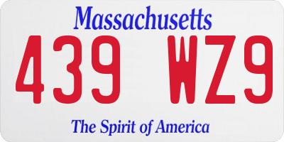 MA license plate 439WZ9