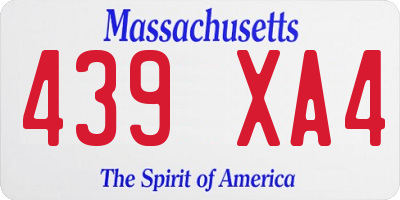 MA license plate 439XA4