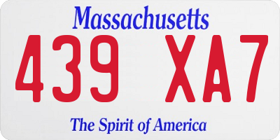 MA license plate 439XA7