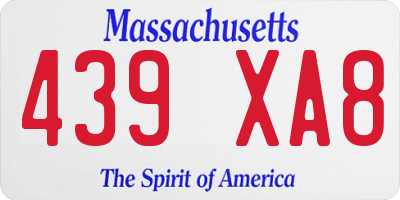 MA license plate 439XA8