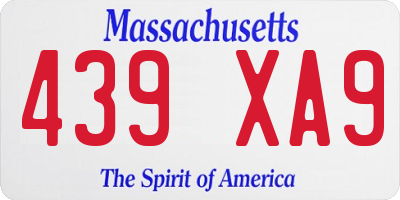 MA license plate 439XA9
