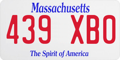 MA license plate 439XB0