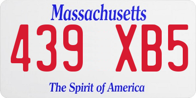MA license plate 439XB5
