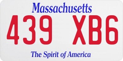 MA license plate 439XB6