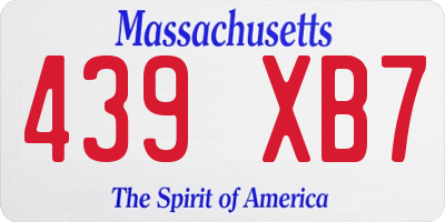 MA license plate 439XB7