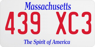 MA license plate 439XC3