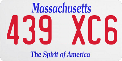 MA license plate 439XC6