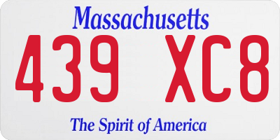 MA license plate 439XC8