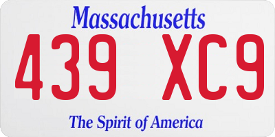 MA license plate 439XC9