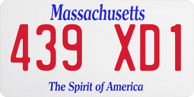 MA license plate 439XD1