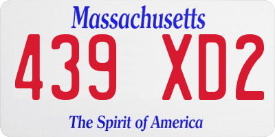 MA license plate 439XD2