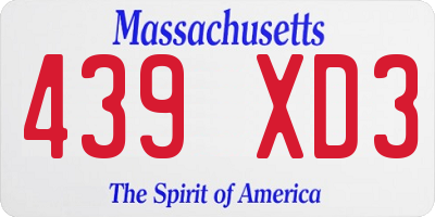 MA license plate 439XD3