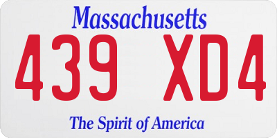MA license plate 439XD4