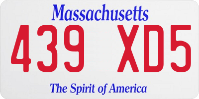MA license plate 439XD5