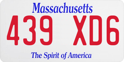 MA license plate 439XD6