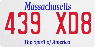 MA license plate 439XD8