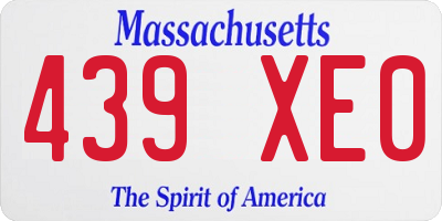 MA license plate 439XE0