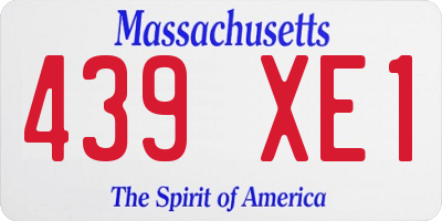 MA license plate 439XE1