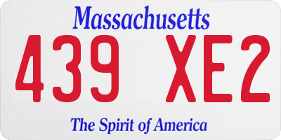 MA license plate 439XE2