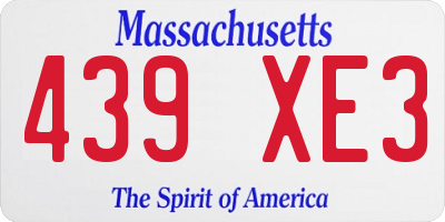 MA license plate 439XE3