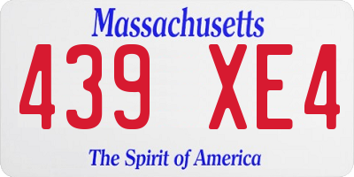 MA license plate 439XE4