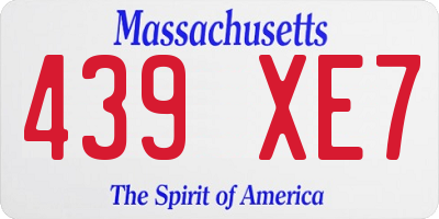 MA license plate 439XE7