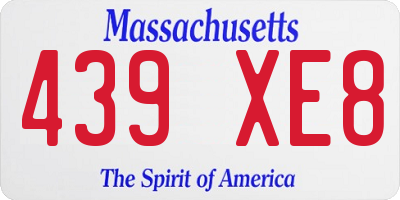 MA license plate 439XE8