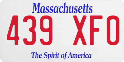 MA license plate 439XF0