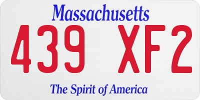 MA license plate 439XF2