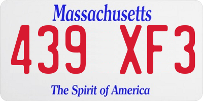 MA license plate 439XF3