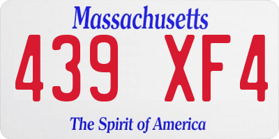 MA license plate 439XF4