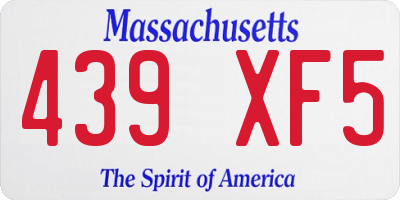 MA license plate 439XF5