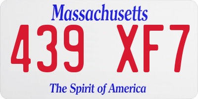 MA license plate 439XF7