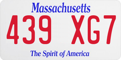 MA license plate 439XG7