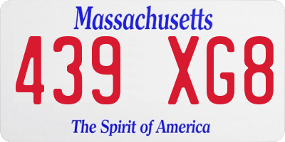 MA license plate 439XG8