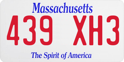 MA license plate 439XH3