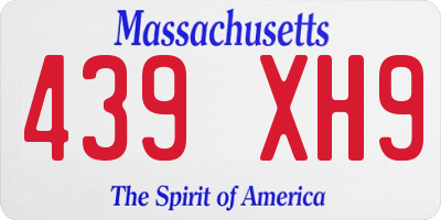 MA license plate 439XH9