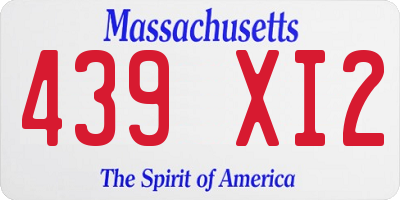 MA license plate 439XI2