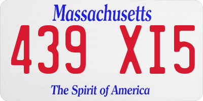 MA license plate 439XI5