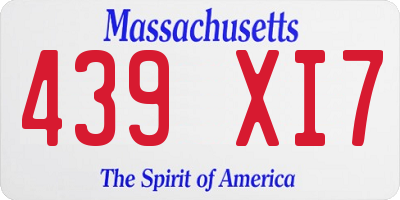 MA license plate 439XI7