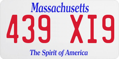 MA license plate 439XI9