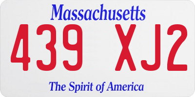 MA license plate 439XJ2