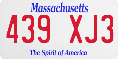MA license plate 439XJ3
